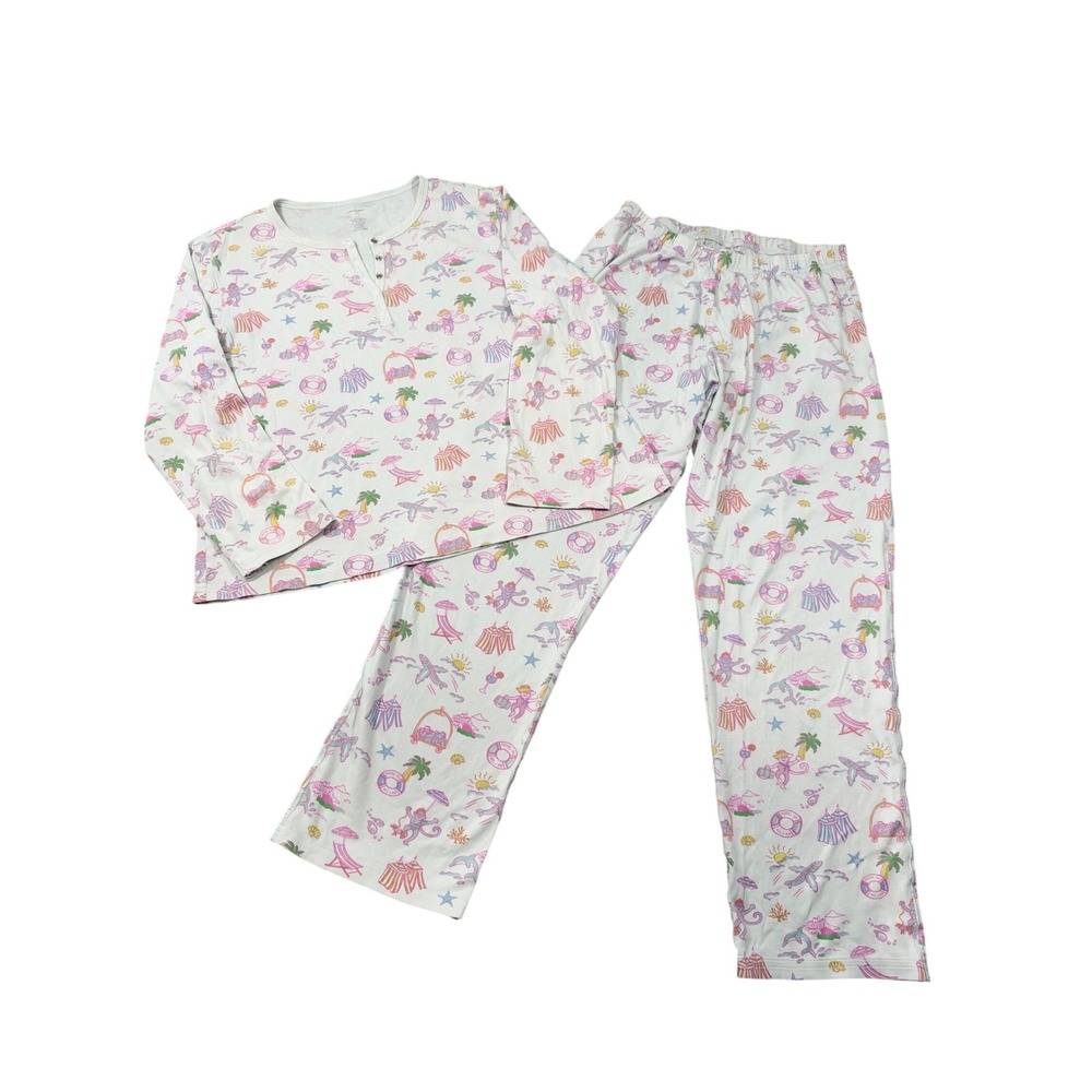 Stoney Clover Lane x Roller Rabbit Hotel Tropical Pajama Set Women's Size Medium
